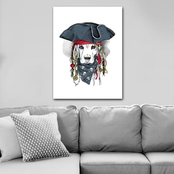 Canvastavla 70x100 cm - Hund klädd som pirat med hatt och bandana - Svart / Röd / Blå - Inredning - Tavlor & posters - Canvastavla