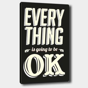 Canvastavla 70x100 cm - Inspirerande typografisk konst med budskapet Everything is going to be OK - Svart / Off-white / Röd - Inredning - Tavlor & posters - Canvastavla