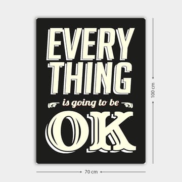 Canvastavla 70x100 cm - Inspirerande typografisk konst med budskapet Everything is going to be OK - Svart / Off-white / Röd - Inredning - Tavlor & posters - Canvastavla
