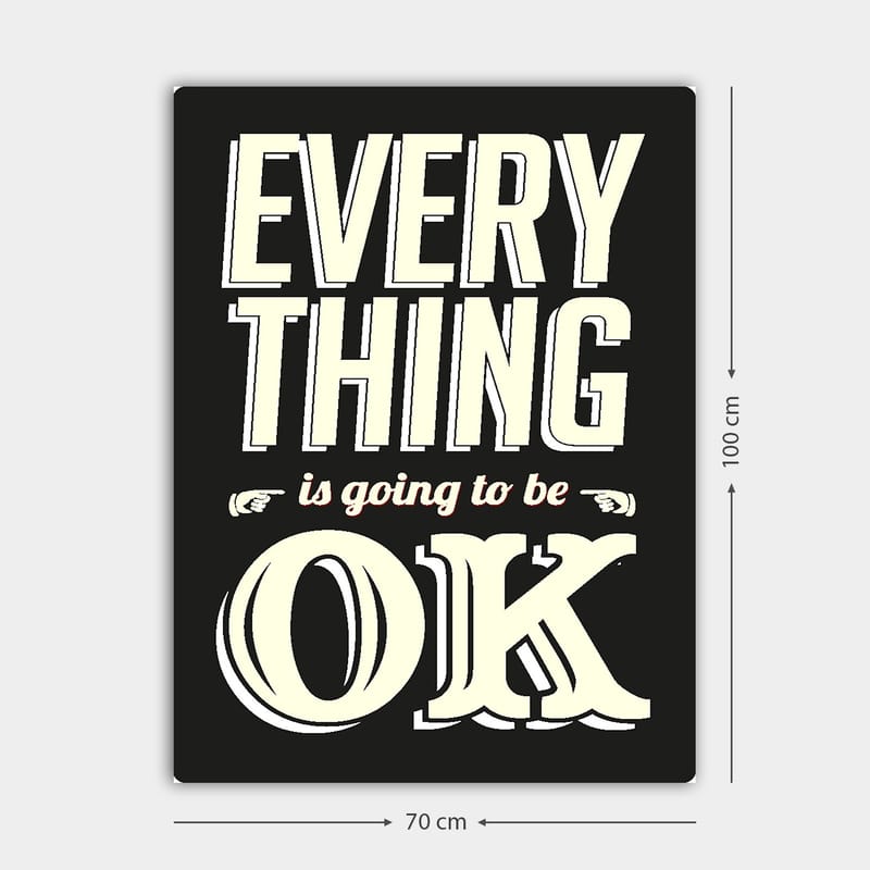 Canvastavla 70x100 cm - Inspirerande typografisk konst med budskapet Everything is going to be OK - Svart / Off-white / Röd - Inredning - Tavlor & posters - Canvastavla
