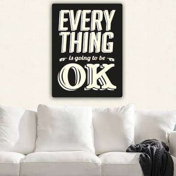 Canvastavla 70x100 cm - Inspirerande typografisk konst med budskapet Everything is going to be OK - Svart / Off-white / Röd - Inredning - Tavlor & posters - Canvastavla