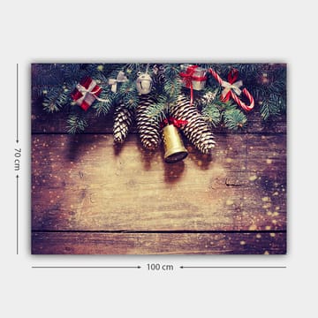 Canvastavla 70x100 cm - Juldekoration med granris, kottar och presenter - Grön / Brun / Röd - Inredning - Tavlor & posters - Canvastavla