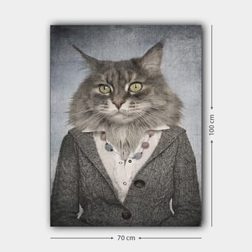 Canvastavla 70x100 cm - Katt med mänskliga drag klädd i en grå kavaj och en vit skjorta - Grå / Vit / Beige - Inredning - Tavlor & posters - Canvastavla