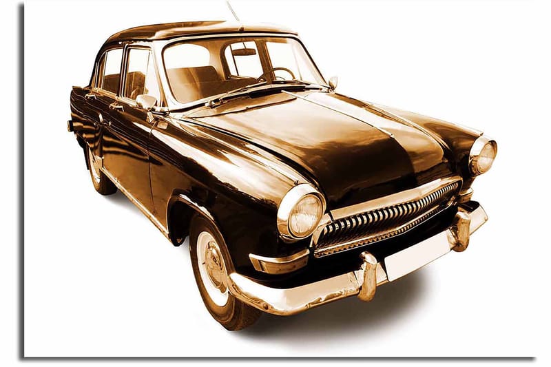 Canvastavla 70x100 cm - Klassisk bil i svart och guldtoner - Svart / Guld - Inredning - Tavlor & posters - Canvastavla