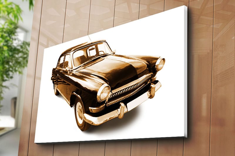 Canvastavla 70x100 cm - Klassisk bil i svart och guldtoner - Svart / Guld - Inredning - Tavlor & posters - Canvastavla