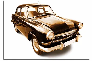 Canvastavla 70x100 cm - Klassisk bil i svart och guldtoner - Svart / Guld - Inredning - Tavlor & posters - Canvastavla