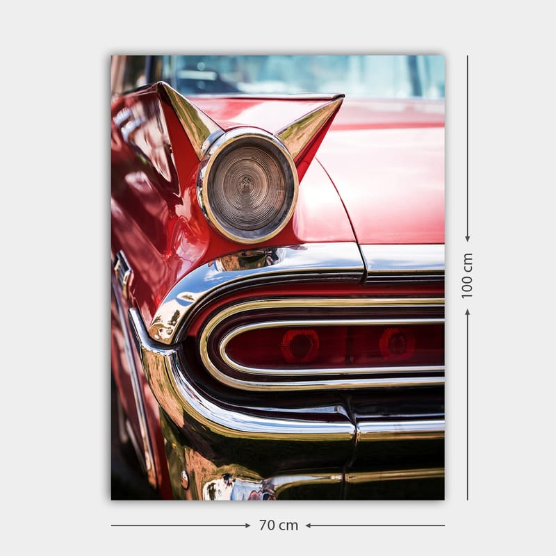 Canvastavla 70x100 cm - Klassisk bil med en distinkt röd färg och glänsande kromdetaljer - Röd / Krom (silver) - Inredning - Tavlor & posters - Canvastavla