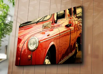 Canvastavla 70x100 cm - Klassisk röd bil med detaljer i krom - Röd / Kromgrå - Inredning - Tavlor & posters - Canvastavla