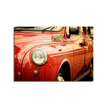 Canvastavla 70x100 cm - Klassisk röd bil med detaljer i krom - Röd / Kromgrå - Inredning - Tavlor & posters - Canvastavla