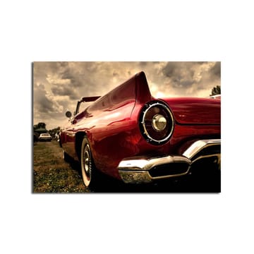 Canvastavla 70x100 cm - Klassisk röd bil med en elegant bakdel och kromade detaljer - Röd / Krom (silver) - Inredning - Tavlor & posters - Canvastavla