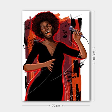 Canvastavla 70x100 cm - Kraftfull sångerska som uttrycker känslor genom sin musik - Röd / Svart / Brun - Inredning - Tavlor & posters - Canvastavla