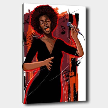 Canvastavla 70x100 cm - Kraftfull sångerska som uttrycker känslor genom sin musik - Röd / Svart / Brun - Inredning - Tavlor & posters - Canvastavla