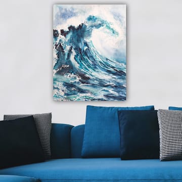 Canvastavla 70x100 cm - Kraftfull våg som bryter mot stranden - Mörkblå / Turkos / Vit - Inredning - Tavlor & posters - Canvastavla
