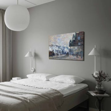 Canvastavla 70x100 cm - Livlig stadsbild med människor och byggnader i en vintermiljö - Blå / Grå / Vit - Inredning - Tavlor & posters - Canvastavla