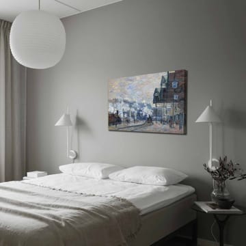 Canvastavla 70x100 cm - Livlig stadsbild med människor och byggnader i en vintermiljö - Blå / Grå / Vit - Inredning - Tavlor & posters - Canvastavla