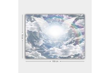 Canvastavla 70x100 cm - Ljus och drömlik himmel med änglavingar som sträcker sig mot en strålande mittpunkt - Vit / Ljusblå / Grå - Inredning - Tavlor & posters - Canvastavla