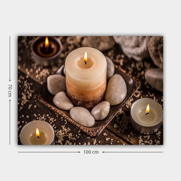 Canvastavla 70x100 cm - Lugn och avkopplande komposition med levande ljus och stenar i en harmonisk miljö - Beige / Brun / Grå - Inredning - Tavlor & posters - Canvastavla