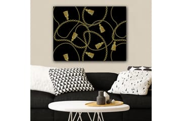Canvastavla 70x100 cm - Mönster av kedjor och fransar i en elegant design - Guld / Svart - Inredning - Tavlor & posters - Canvastavla