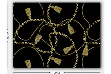 Canvastavla 70x100 cm - Mönster av kedjor och fransar i en elegant design - Guld / Svart - Inredning - Tavlor & posters - Canvastavla