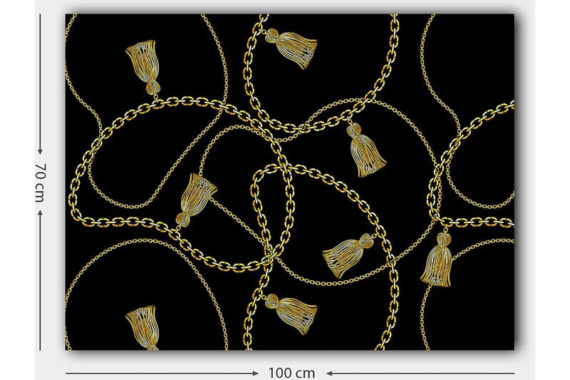Canvastavla 70x100 cm - Mönster av kedjor och fransar i en elegant design - Guld / Svart - Inredning - Tavlor & posters - Canvastavla