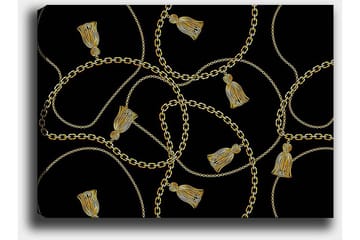 Canvastavla 70x100 cm - Mönster av kedjor och fransar i en elegant design - Guld / Svart - Inredning - Tavlor & posters - Canvastavla