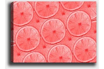 Canvastavla 70x100 cm - Mönster av skivor av citrusfrukter i ljusa nyanser - Ljusrosa / Korall - Inredning - Tavlor & posters - Canvastavla