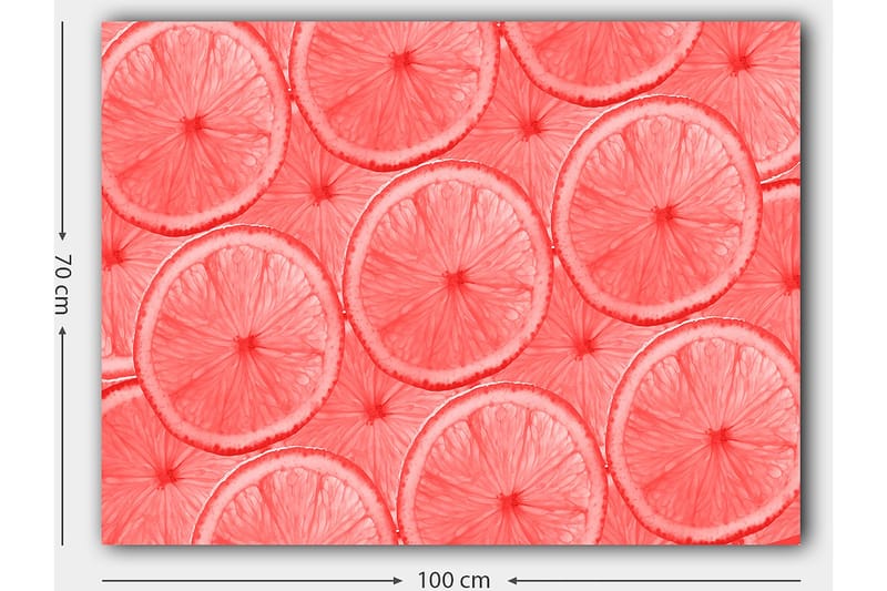 Canvastavla 70x100 cm - Mönster av skivor av citrusfrukter i ljusa nyanser - Ljusrosa / Korall - Inredning - Tavlor & posters - Canvastavla