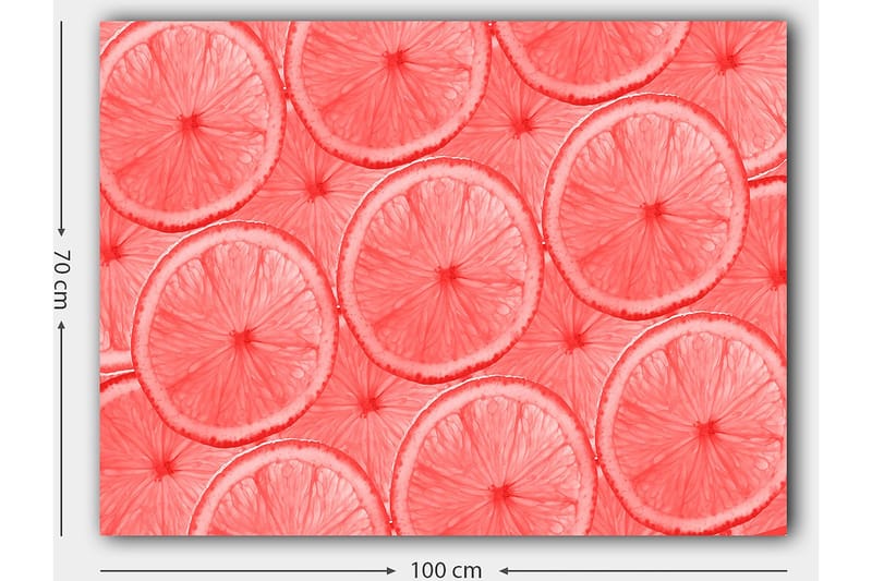 Canvastavla 70x100 cm - Mönster av skivor av citrusfrukter i ljusa nyanser - Ljusrosa / Korall - Inredning - Tavlor & posters - Canvastavla