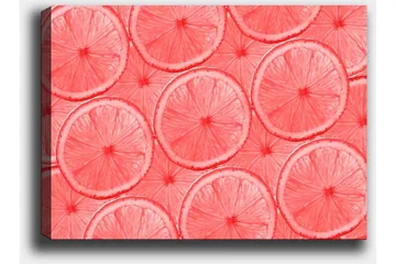 Canvastavla 70x100 cm - Mönster av skivor av citrusfrukter i ljusa nyanser - Ljusrosa / Korall - Inredning - Tavlor & posters - Canvastavla