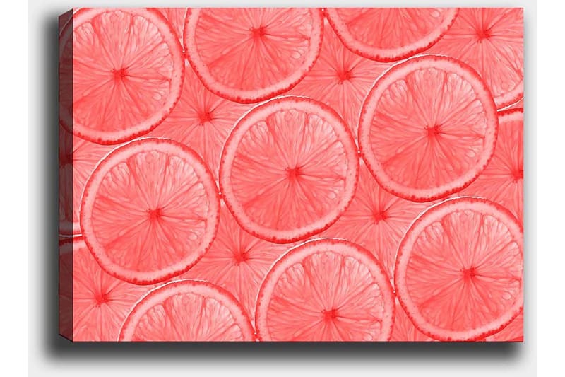 Canvastavla 70x100 cm - Mönster av skivor av citrusfrukter i ljusa nyanser - Ljusrosa / Korall - Inredning - Tavlor & posters - Canvastavla