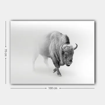 Canvastavla 70x100 cm - Majestätisk bison som går genom dimma - Grå / Vit - Inredning - Tavlor & posters - Canvastavla