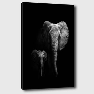 Canvastavla 70x100 cm - Majestätisk elefant och en kalv som framhäver deras relation i en dramatisk svartvit komposition - Svart / Grå - Inredning - Tavlor & posters - Canvastavla