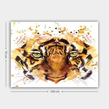 Canvastavla 70x100 cm - Majestätisk tiger med intensiva ögon och kraftfulla drag - Orange / Brun / Guldfärgad - Inredning - Tavlor & posters - Canvastavla