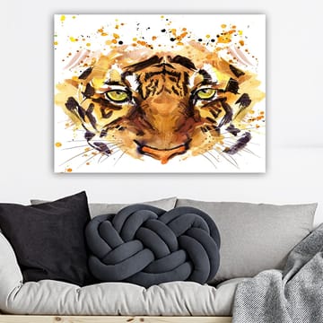 Canvastavla 70x100 cm - Majestätisk tiger med intensiva ögon och kraftfulla drag - Orange / Brun / Guldfärgad - Inredning - Tavlor & posters - Canvastavla