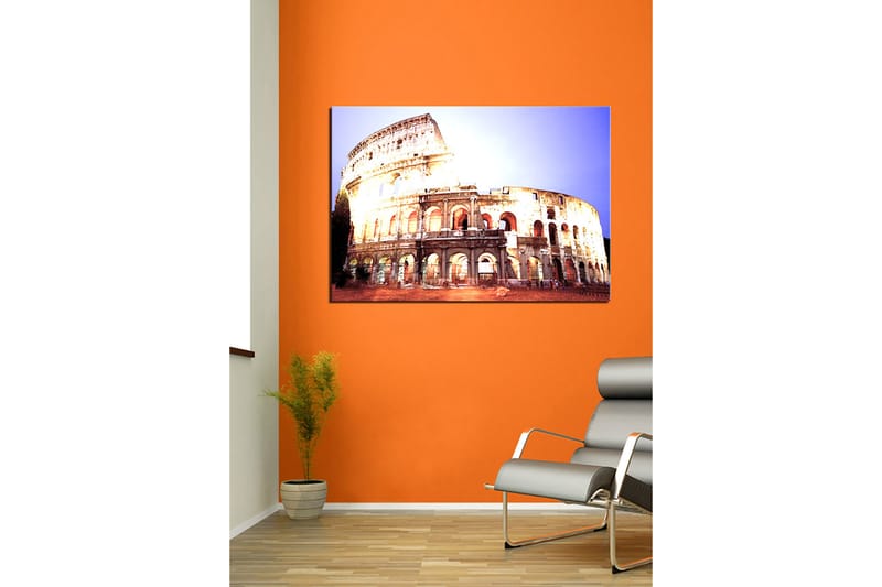 Canvastavla 70x100 cm - Majestätisk vy av Colosseum i Rom, fångad i ett mjukt ljus - Beige / Grå / Orange - Inredning - Tavlor & posters - Canvastavla
