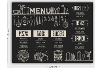 Canvastavla 70x100 cm - Meny med olika maträtter och drycker illustrerad i en stilren design - Svart / Beige - Inredning - Tavlor & posters - Canvastavla