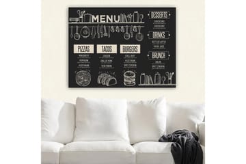 Canvastavla 70x100 cm - Meny med olika maträtter och drycker illustrerad i en stilren design - Svart / Beige - Inredning - Tavlor & posters - Canvastavla