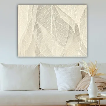 Canvastavla 70x100 cm - Mjuk och subtil komposition av genomskinliga löv som skapar en känsla av lugn och harmoni - Ljusbeige / Vit - Inredning - Tavlor & posters - Canvastavla
