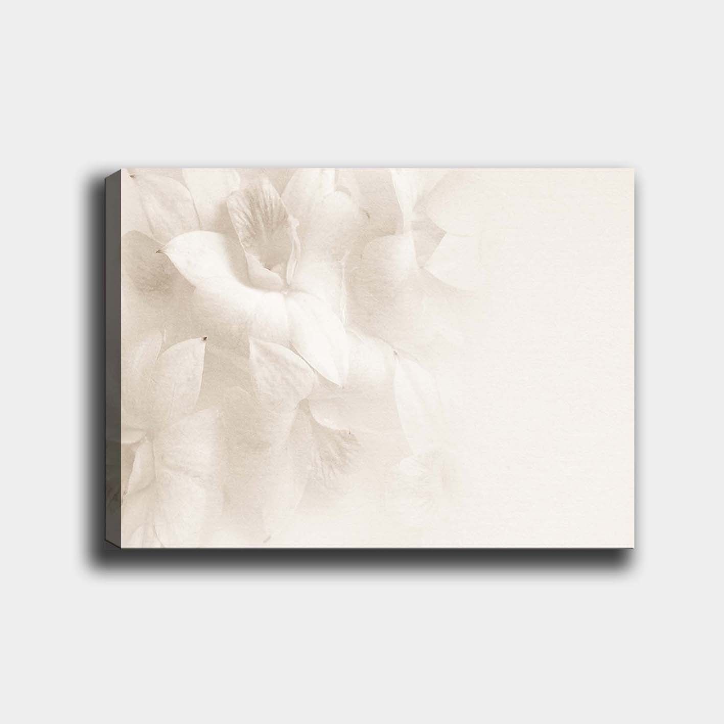 Canvastavla 70x100 cm - Mjuka blommor i subtila nyanser av vitt - Vit / Ljusbeige