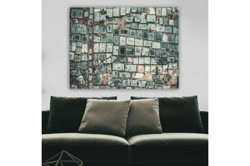 Canvastavla 70x100 cm - Mosaik av skiftande gröna och blå plattor med en strukturerad yta - Mörkgrön / Ljusgrön / Blå - Inredning - Tavlor & posters - Canvastavla