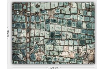 Canvastavla 70x100 cm - Mosaik av skiftande gröna och blå plattor med en strukturerad yta - Mörkgrön / Ljusgrön / Blå - Inredning - Tavlor & posters - Canvastavla