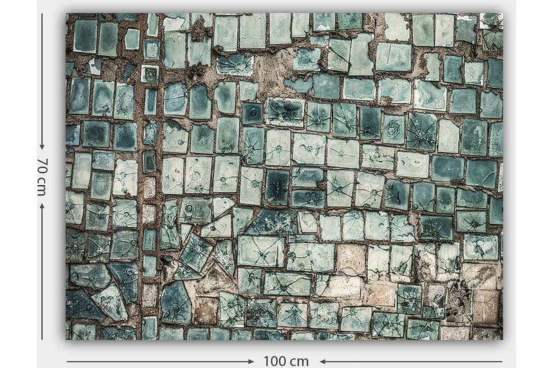 Canvastavla 70x100 cm - Mosaik av skiftande gröna och blå plattor med en strukturerad yta - Mörkgrön / Ljusgrön / Blå - Inredning - Tavlor & posters - Canvastavla
