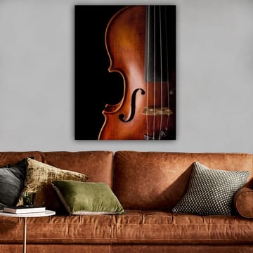 Canvastavla 70x100 cm - Närbild av en violin som framhäver dess eleganta kurvor och detaljer - Mörkbrun / Svart - Inredning - Tavlor & posters - Canvastavla