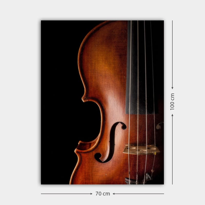 Canvastavla 70x100 cm - Närbild av en violin som framhäver dess eleganta kurvor och detaljer - Mörkbrun / Svart - Inredning - Tavlor & posters - Canvastavla