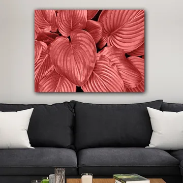 Canvastavla 70x100 cm - Närbild av stiliga, röda blad med tydliga ådringar - Röd / Svart - Inredning - Tavlor & posters - Canvastavla