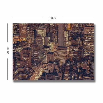 Canvastavla 70x100 cm - Nattvy av en storstad med glittrande ljus från byggnader och gator - Mörkblå / Guld / Grå - Inredning - Tavlor & posters - Canvastavla