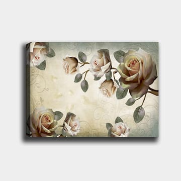 Canvastavla 70x100 cm - Romantisk komposition av rosor i mjuka nyanser som symboliserar skönhet och kärlek - Ljusrosa / Grön / Beige - Inredning - Tavlor & posters - Canvastavla