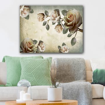 Canvastavla 70x100 cm - Romantisk komposition av rosor i mjuka nyanser som symboliserar skönhet och kärlek - Ljusrosa / Grön / Beige - Inredning - Tavlor & posters - Canvastavla