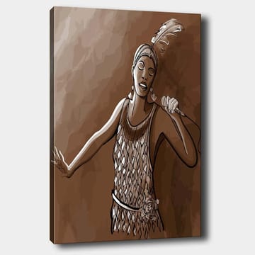 Canvastavla 70x100 cm - Sångerska i en glittrig klänning som framför en kraftfull sång - Brun / Beige / Vit - Inredning - Tavlor & posters - Canvastavla