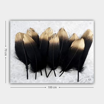 Canvastavla 70x100 cm - Samling av eleganta fjädrar i svart och guld - Svart / Guld - Inredning - Tavlor & posters - Canvastavla